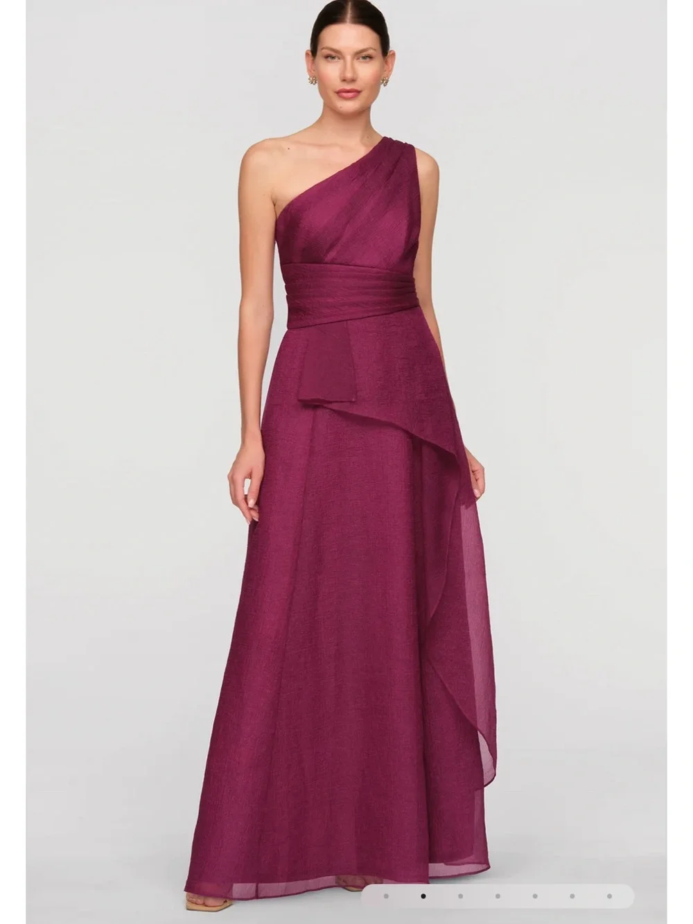 JS Collections One-Shoulder Magenta Evening Gown - Picture 4 of 6
